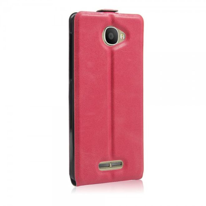 Alcatel OneTouch Pop 4S Vertikale Crazy Horse Leder Cover Handyhülle - rosa