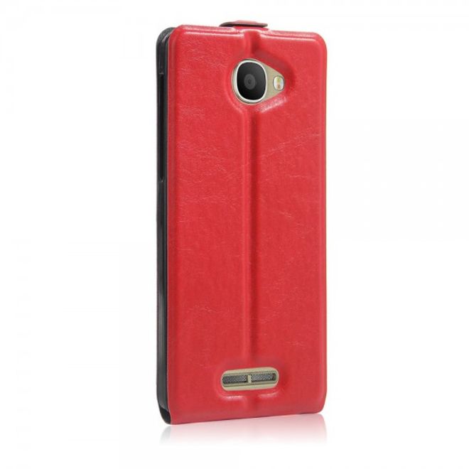 Alcatel OneTouch Pop 4S Vertikale Crazy Horse Leder Cover Handyhülle - rot