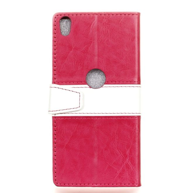 Alcatel Shine Lite Handyhülle - Case aus Leder - mit Kontrastfarben und Standfunktion - rosa
