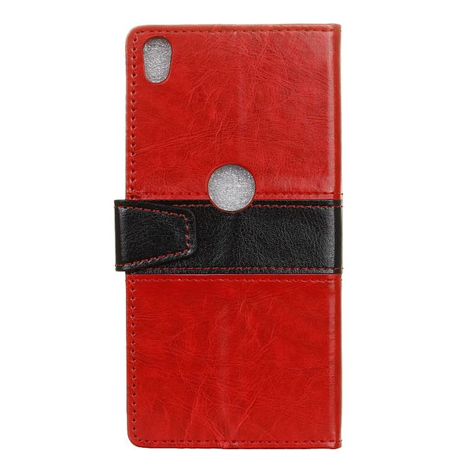 Alcatel Shine Lite Handyhülle - Case aus Leder - mit Kontrastfarben und Standfunktion - rot