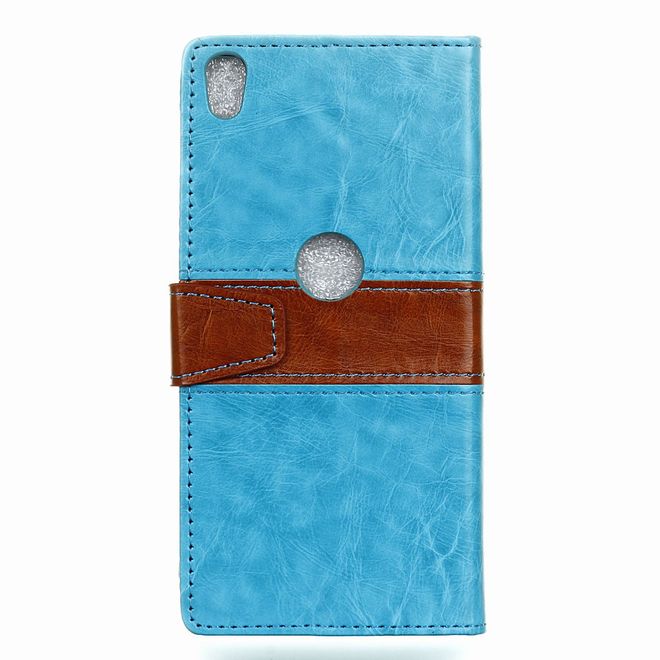Alcatel Shine Lite Handyhülle - Case aus Leder - mit Kontrastfarben und Standfunktion - blau