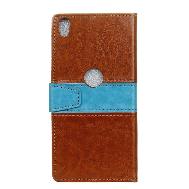 Alcatel Shine Lite Handyhülle - Case aus Leder - mit Kontrastfarben und Standfunktion - braun