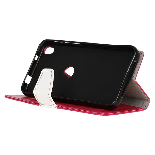 Alcatel Shine Lite Handyhülle - Case aus Leder - mit Kontrastfarben und Standfunktion - rosa