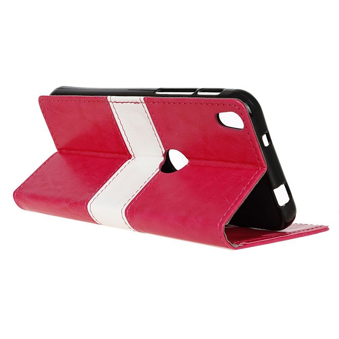 Alcatel Shine Lite Handyhülle - Case aus Leder - mit Kontrastfarben und Standfunktion - rosa