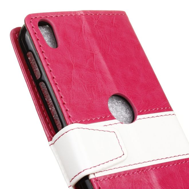 Alcatel Shine Lite Handyhülle - Case aus Leder - mit Kontrastfarben und Standfunktion - rosa