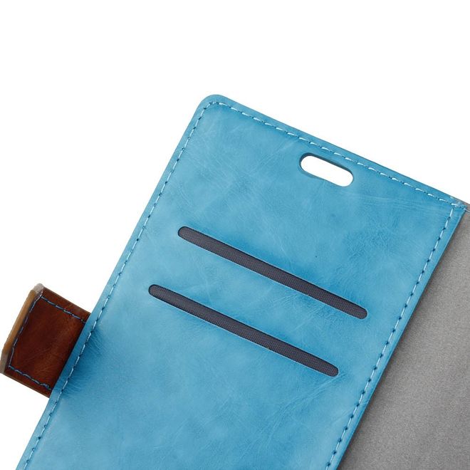 Alcatel Shine Lite Handyhülle - Case aus Leder - mit Kontrastfarben und Standfunktion - blau