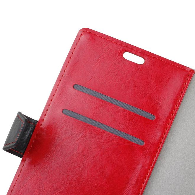 Alcatel Shine Lite Handyhülle - Case aus Leder - mit Kontrastfarben und Standfunktion - rot