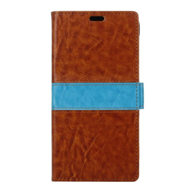 Alcatel Shine Lite Handyhülle - Case aus Leder - mit Kontrastfarben und Standfunktion - braun