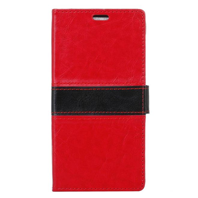 Alcatel Shine Lite Handyhülle - Case aus Leder - mit Kontrastfarben und Standfunktion - rot