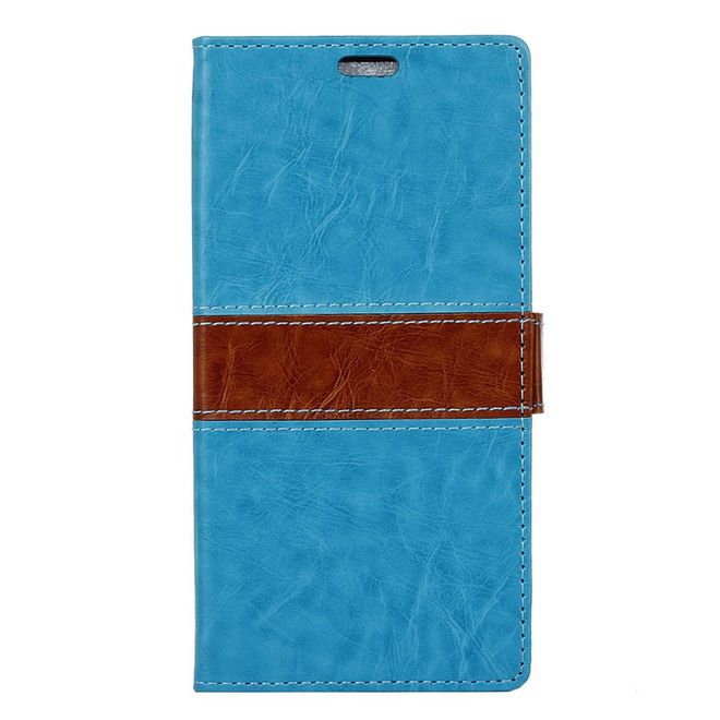 Alcatel Shine Lite Handyhülle - Case aus Leder - mit Kontrastfarben und Standfunktion - blau