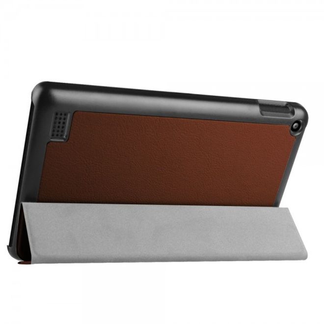 Amazon Fire 7 Dreifach faltbare Leder Case Hülle mit Standfunktion - braun