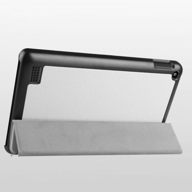 Amazon Fire 7 Dreifach faltbare Leder Case Hülle mit Standfunktion - weiss