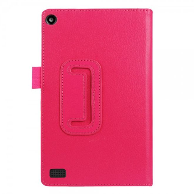 Amazon Fire 7 Leder Case Hülle mit Litchitextur und Standfunktion - rosa