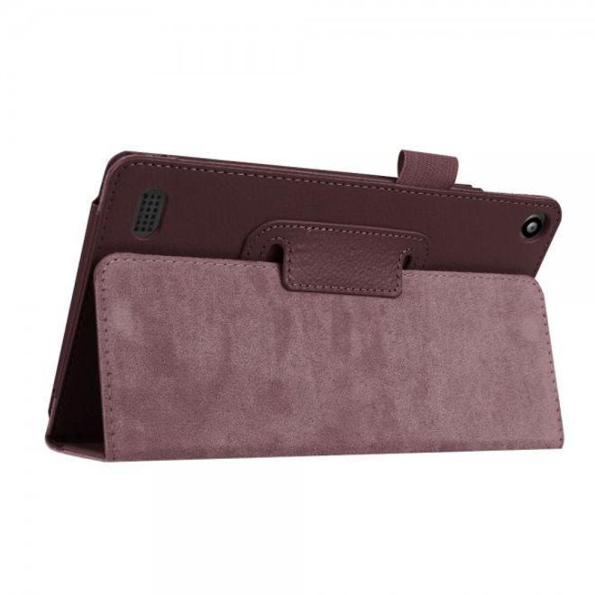 Amazon Fire 7 Leder Case Hülle mit Litchitextur und Standfunktion - braun