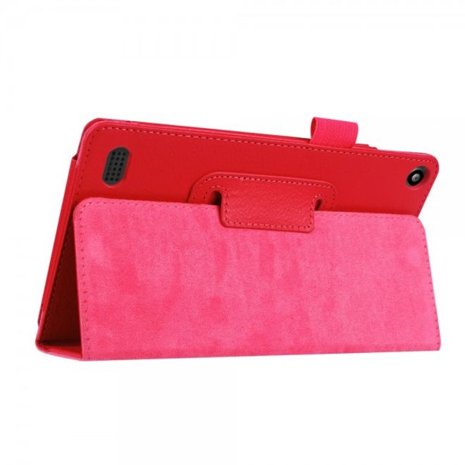Amazon Fire 7 Leder Case Hülle mit Litchitextur und Standfunktion - rot