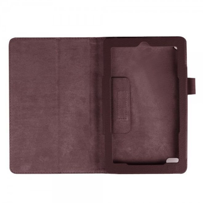 Amazon Fire 7 Leder Case Hülle mit Litchitextur und Standfunktion - braun