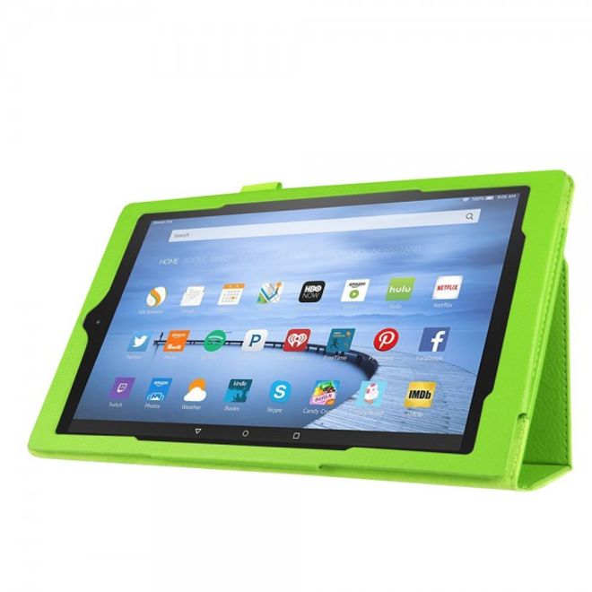 Amazon Fire HD 10 Leder Case Hülle mit Litchitextur und Standfunktion - grün