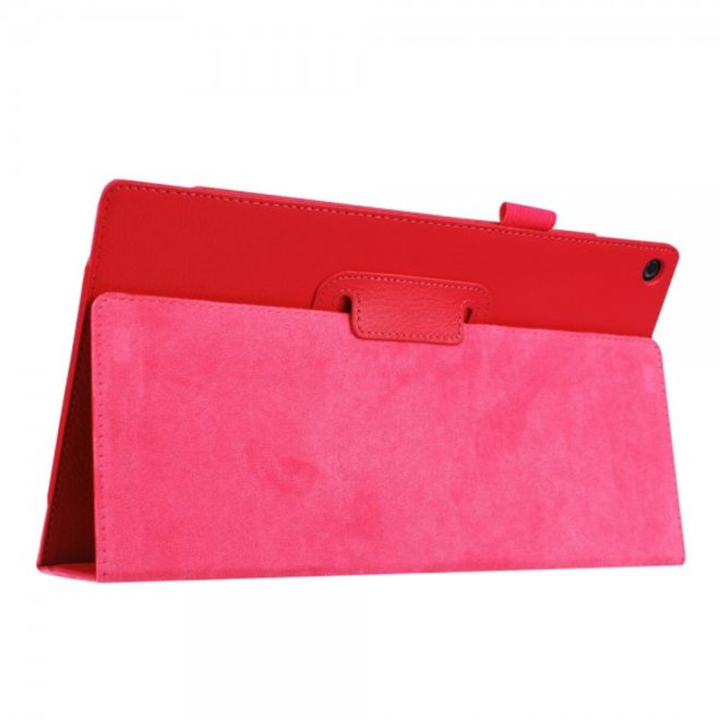 Amazon Fire HD 10 Leder Case Hülle mit Litchitextur und Standfunktion - rot