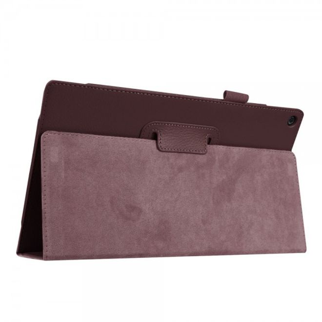 Amazon Fire HD 10 Leder Case Hülle mit Litchitextur und Standfunktion - braun