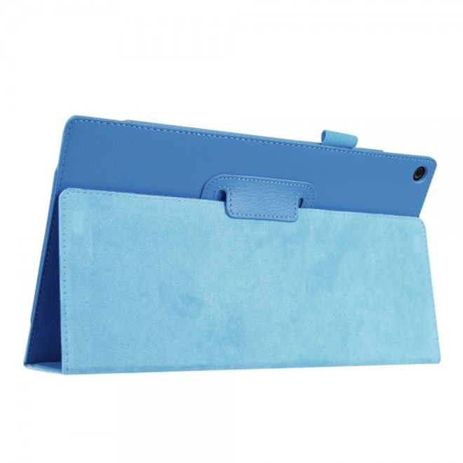 Amazon Fire HD 10 Leder Case Hülle mit Litchitextur und Standfunktion - hellblau