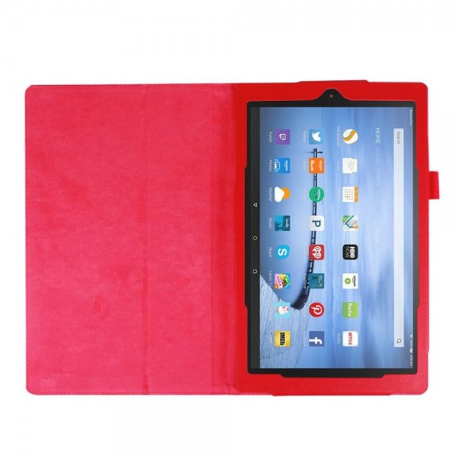 Amazon Fire HD 10 Leder Case Hülle mit Litchitextur und Standfunktion - rot