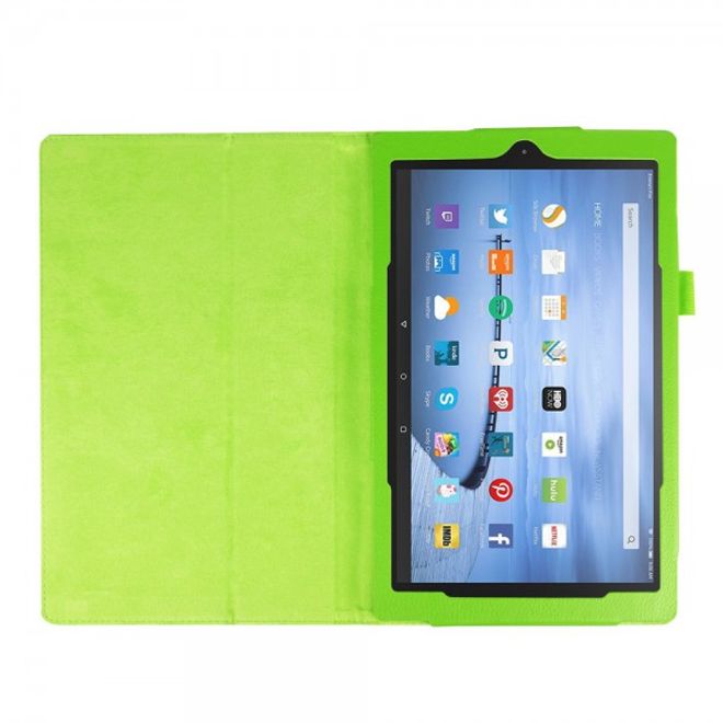 Amazon Fire HD 10 Leder Case Hülle mit Litchitextur und Standfunktion - grün