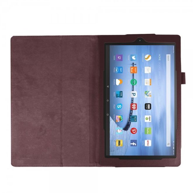 Amazon Fire HD 10 Leder Case Hülle mit Litchitextur und Standfunktion - braun