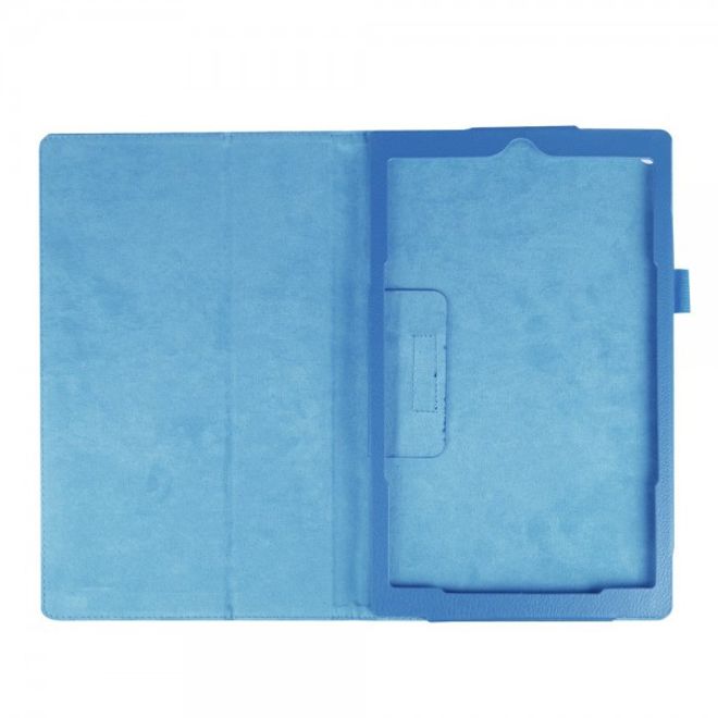 Amazon Fire HD 10 Leder Case Hülle mit Litchitextur und Standfunktion - hellblau