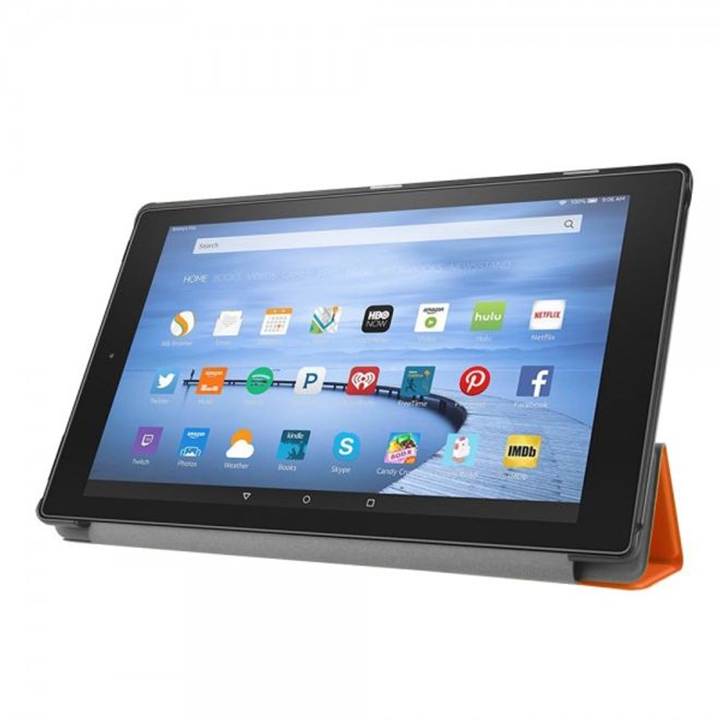 Amazon Fire HD 10 Texturierte, dreifach faltbare Leder Case Hülle mit Standfunktion - orange