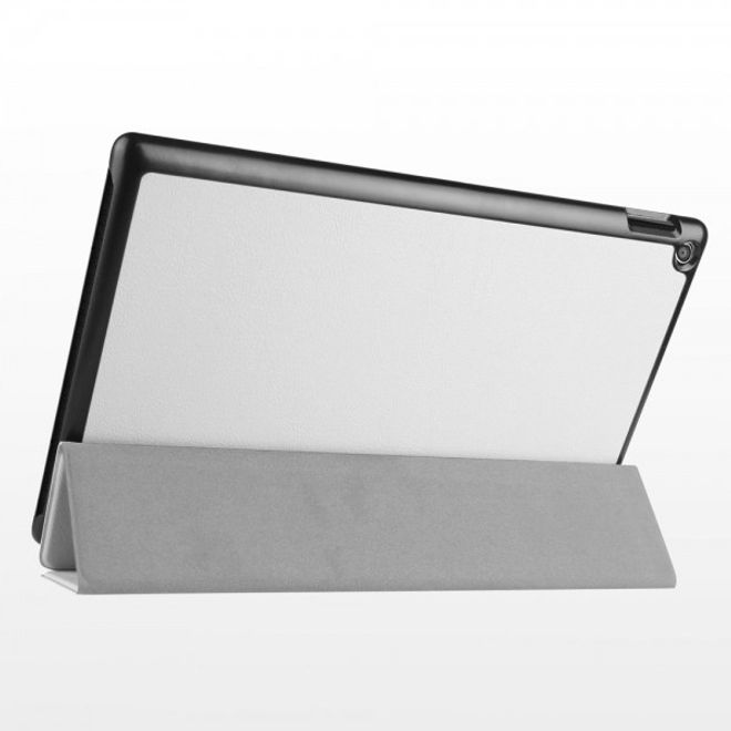 Amazon Fire HD 10 Texturierte, dreifach faltbare Leder Case Hülle mit Standfunktion - weiss