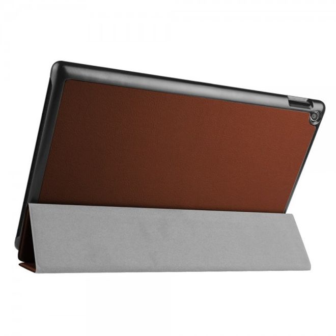 Amazon Fire HD 10 Texturierte, dreifach faltbare Leder Case Hülle mit Standfunktion - braun