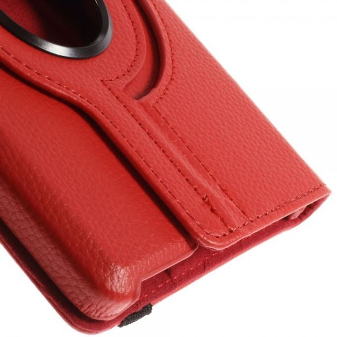 Amazon Fire HD 6 360° rotierbare Leder Cover Hülle mit Litchitextur und Standfunktion - rot