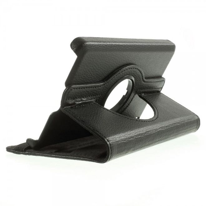 Amazon Fire HD 6 360° rotierbare Leder Cover Hülle mit Litchitextur und Standfunktion - schwarz