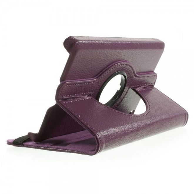 Amazon Fire HD 6 360° rotierbare Leder Cover Hülle mit Litchitextur und Standfunktion - purpur