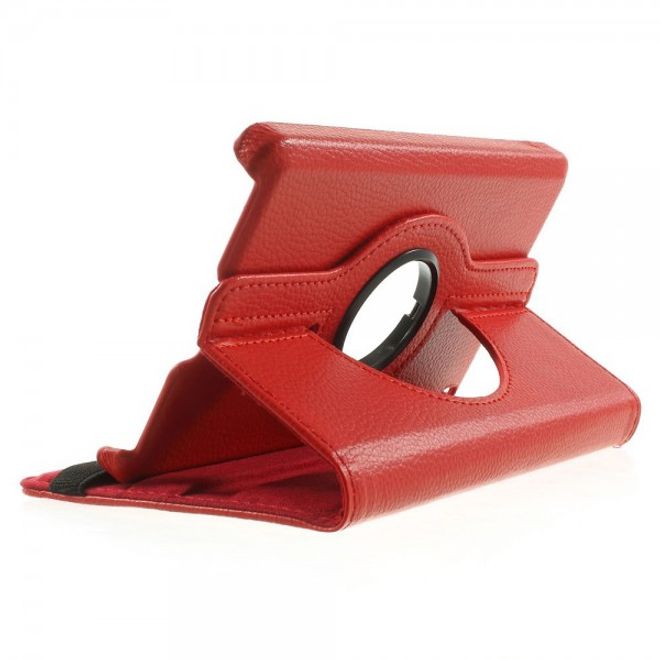 Amazon Fire HD 6 360° rotierbare Leder Cover Hülle mit Litchitextur und Standfunktion - rot