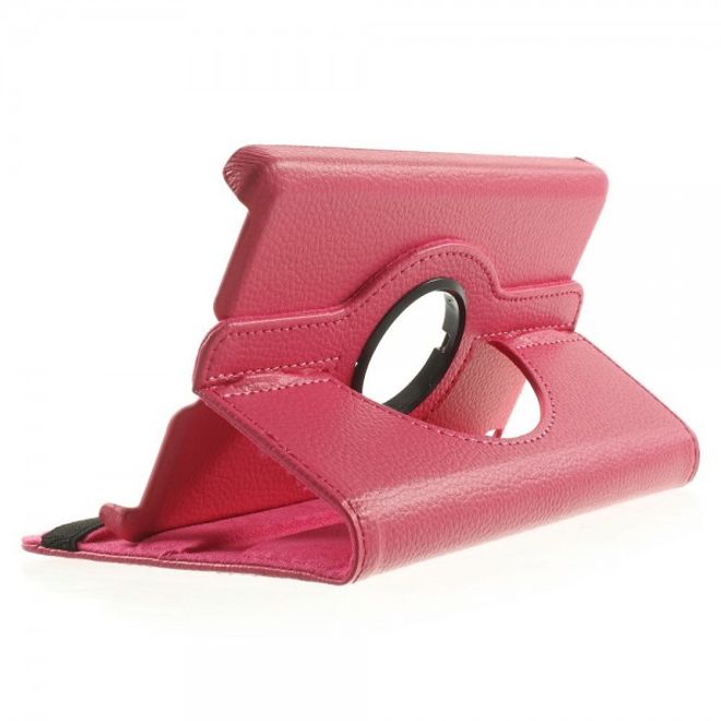 Amazon Fire HD 6 360° rotierbares Leder Cover Hülle mit Litchitextur und Standfunktion - rosa