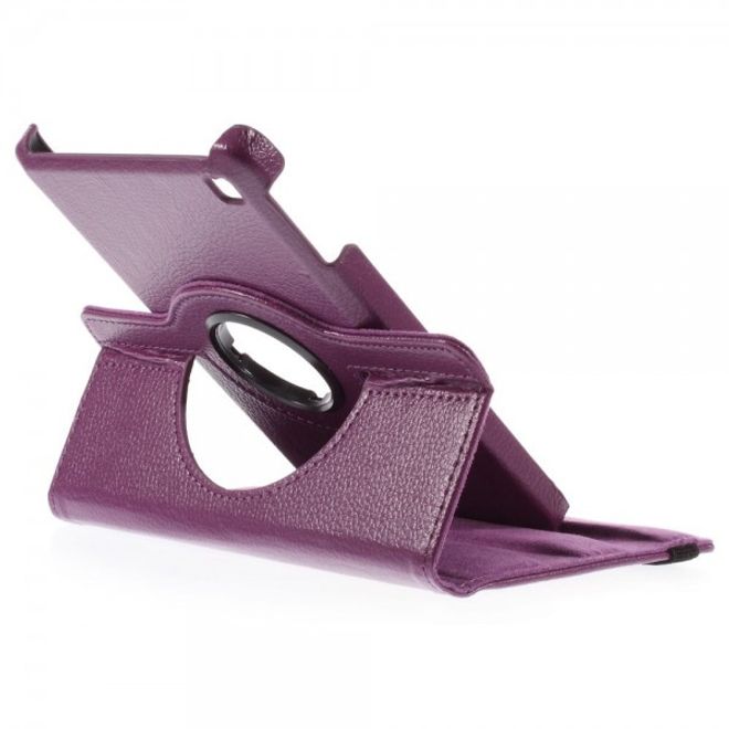 Amazon Fire HD 6 360° rotierbare Leder Cover Hülle mit Litchitextur und Standfunktion - purpur