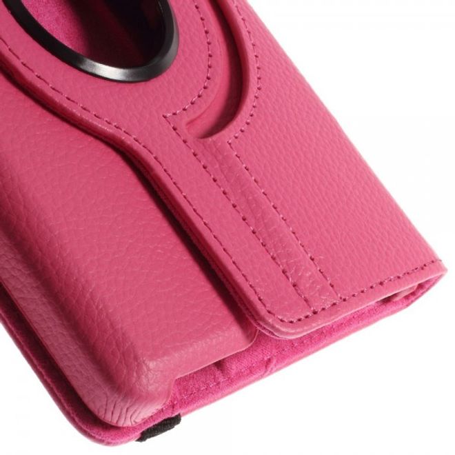 Amazon Fire HD 6 360° rotierbares Leder Cover Hülle mit Litchitextur und Standfunktion - rosa
