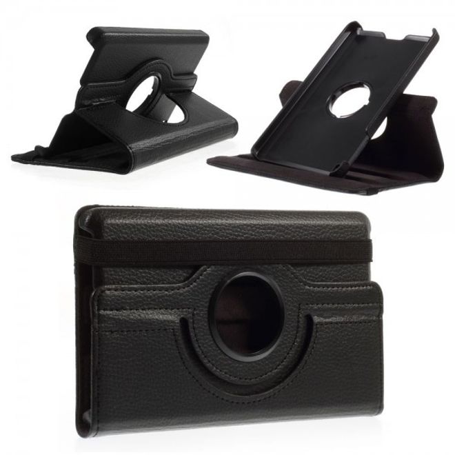 Amazon Fire HD 6 360° rotierbare Leder Cover Hülle mit Litchitextur und Standfunktion - schwarz