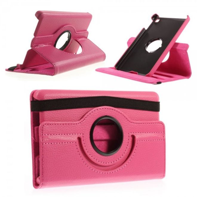 Amazon Fire HD 6 360° rotierbares Leder Cover Hülle mit Litchitextur und Standfunktion - rosa