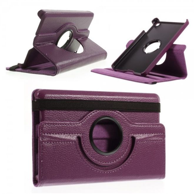 Amazon Fire HD 6 360° rotierbare Leder Cover Hülle mit Litchitextur und Standfunktion - purpur