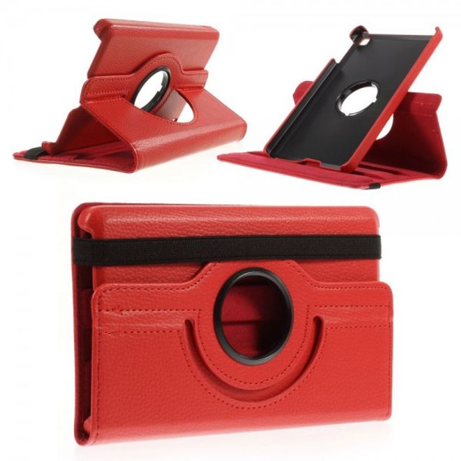 Amazon Fire HD 6 360° rotierbare Leder Cover Hülle mit Litchitextur und Standfunktion - rot