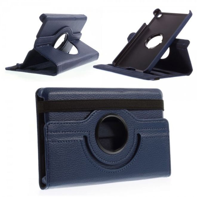 Amazon Fire HD 6 360° rotierbare Leder Cover Hülle mit Litchitextur und Standfunktion - dunkelblau