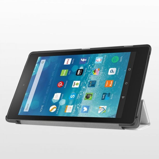 Amazon Fire HD 8 Dreifach faltbare Leder Case Hülle mit Standfunktion - weiss