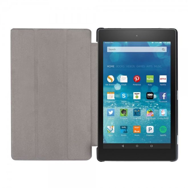 Amazon Fire HD 8 Dreifach faltbare Leder Case Hülle mit Standfunktion - hellblau