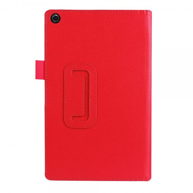 Amazon Fire HD 8 Leder Case Hülle mit Litchitextur und Standfunktion - rot