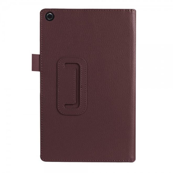 Amazon Fire HD 8 Leder Case Hülle mit Litchitextur und Standfunktion - braun