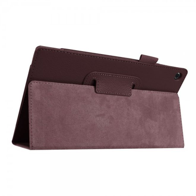 Amazon Fire HD 8 Leder Case Hülle mit Litchitextur und Standfunktion - braun