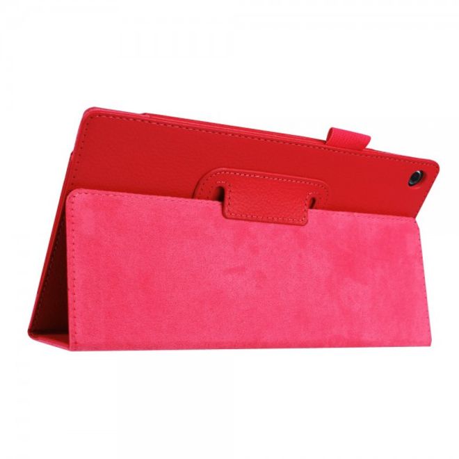 Amazon Fire HD 8 Leder Case Hülle mit Litchitextur und Standfunktion - rot