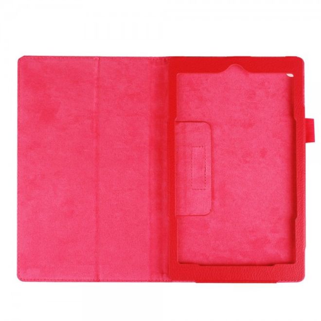 Amazon Fire HD 8 Leder Case Hülle mit Litchitextur und Standfunktion - rot